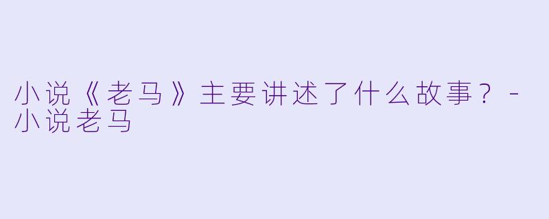 小说《老马》主要讲述了什么故事？-小说老马
