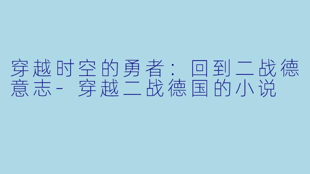 穿越时空的勇者：回到二战德意志-穿越二战德国的小说