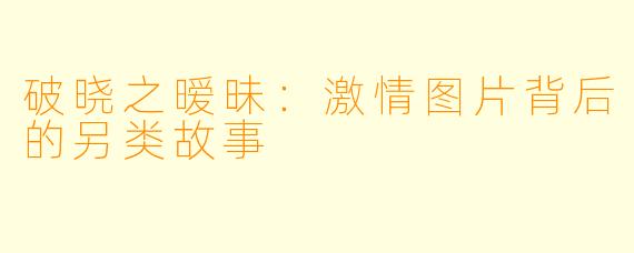破晓之暧昧：激情图片背后的另类故事