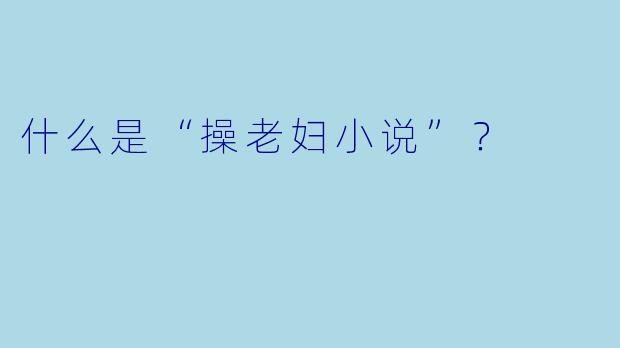 什么是“操老妇小说”？  