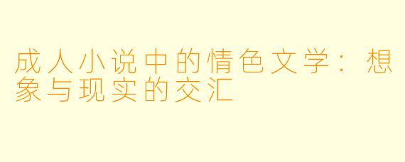 成人小说中的情色文学：想象与现实的交汇