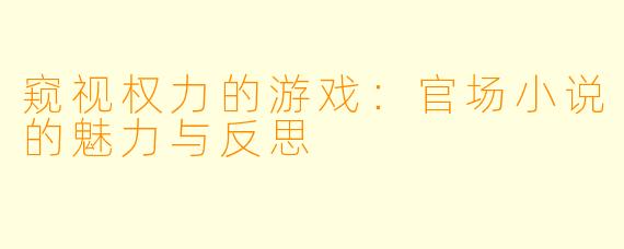 窥视权力的游戏：官场小说的魅力与反思