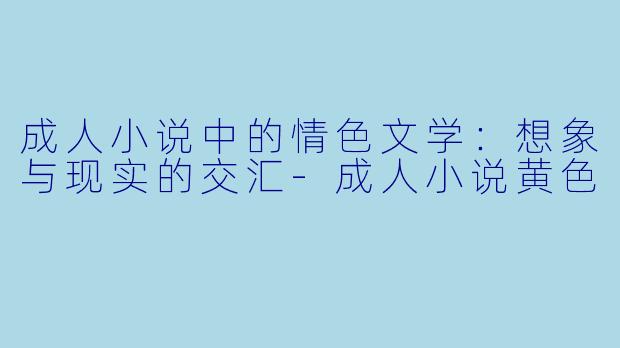 成人小说中的情色文学：想象与现实的交汇-成人小说黄色