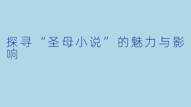 探寻“圣母小说”的魅力与影响