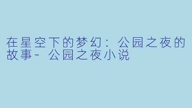 在星空下的梦幻：公园之夜的故事-公园之夜小说