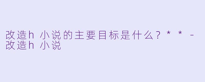 改造h小说的主要目标是什么？**-改造h小说