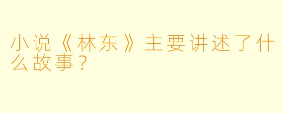 小说《林东》主要讲述了什么故事？