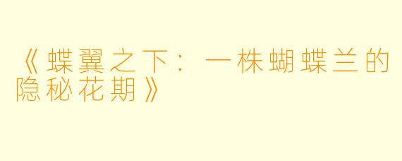 《蝶翼之下：一株蝴蝶兰的隐秘花期》