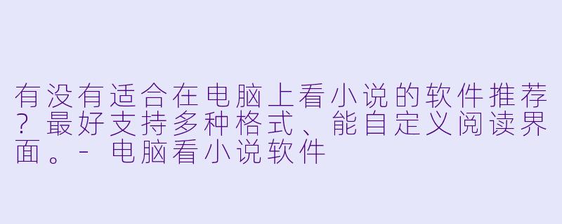 有没有适合在电脑上看小说的软件推荐?最好支持多种格式、能自定义阅读界面。