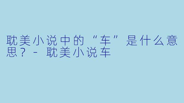 耽美小说中的“车”是什么意思?