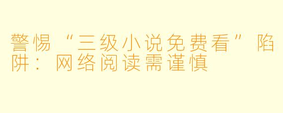 警惕“三级小说免费看”陷阱：网络阅读需谨慎