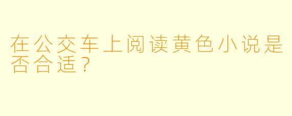 在公交车上阅读黄色小说是否合适？