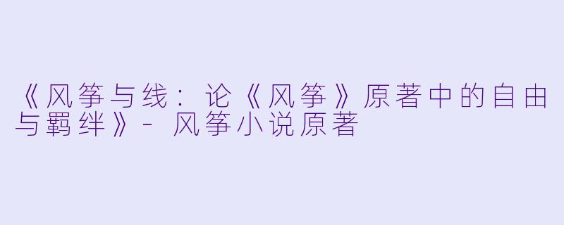 《风筝与线：论《风筝》原著中的自由与羁绊》-风筝小说原著