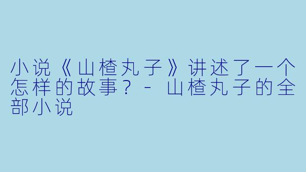 小说《山楂丸子》讲述了一个怎样的故事?