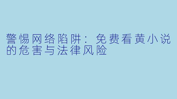 警惕网络陷阱：免费看黄小说的危害与法律风险