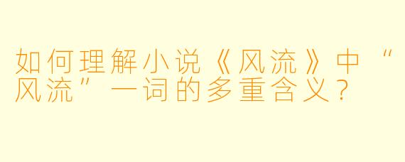 如何理解小说《风流》中“风流”一词的多重含义?