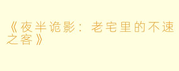 《夜半诡影：老宅里的不速之客》