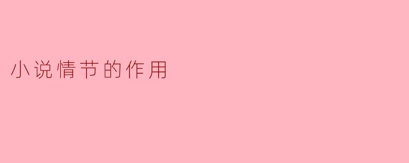 小说情节的作用