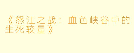 《怒江之战：血色峡谷中的生死较量》