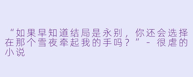 “如果早知道结局是永别，你还会选择在那个雪夜牵起我的手吗？”