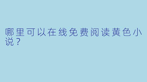 哪里可以在线免费阅读黄色小说?
