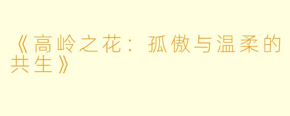 《高岭之花：孤傲与温柔的共生》