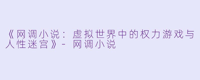 《网调小说：虚拟世界中的权力游戏与人性迷宫》-网调小说