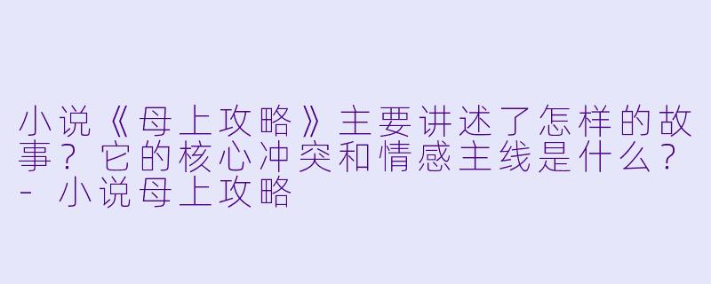 小说《母上攻略》主要讲述了怎样的故事？它的核心冲突和情感主线是什么？-小说母上攻略