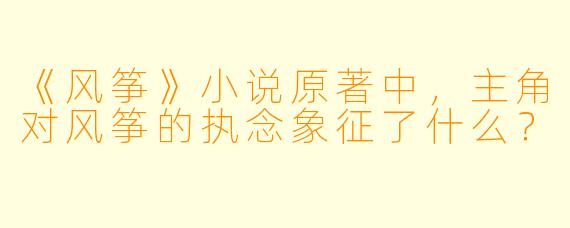 《风筝》小说原著中，主角对风筝的执念象征了什么？