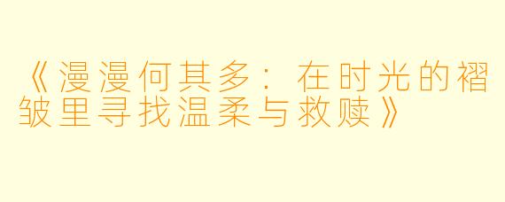 《漫漫何其多：在时光的褶皱里寻找温柔与救赎》