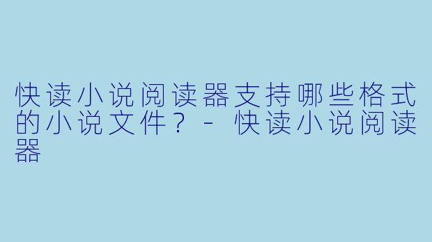 快读小说阅读器支持哪些格式的小说文件？-快读小说阅读器