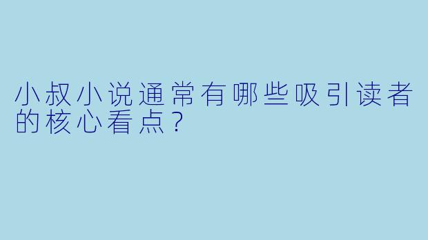 小叔小说通常有哪些吸引读者的核心看点？