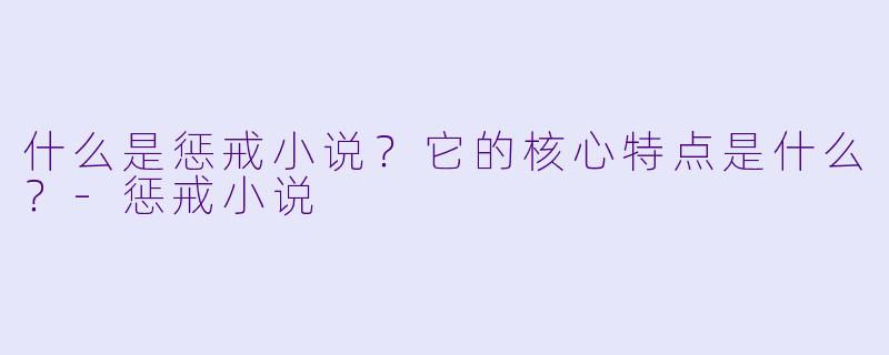 什么是惩戒小说？它的核心特点是什么？-惩戒小说