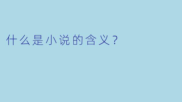 什么是小说的含义？