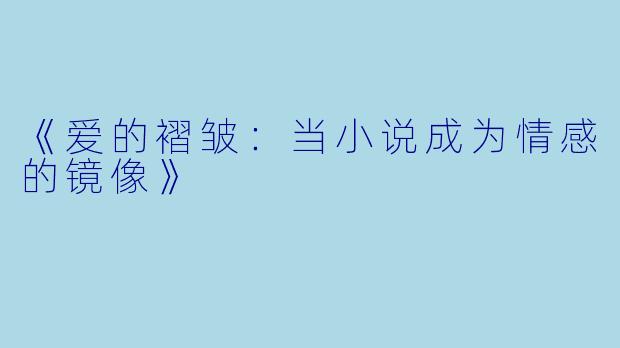 《爱的褶皱：当小说成为情感的镜像》