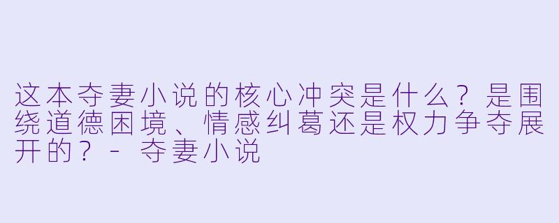 这本夺妻小说的核心冲突是什么？是围绕道德困境、情感纠葛还是权力争夺展开的？-夺妻小说