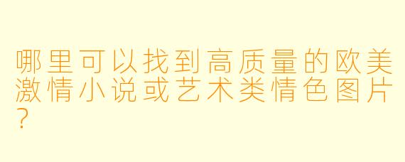 哪里可以找到高质量的欧美激情小说或艺术类情色图片？