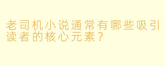 老司机小说通常有哪些吸引读者的核心元素？