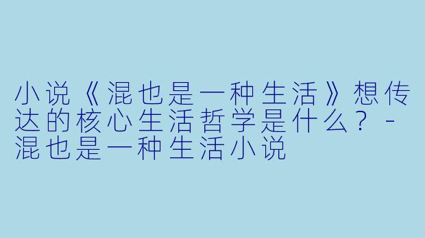 小说《混也是一种生活》想传达的核心生活哲学是什么？