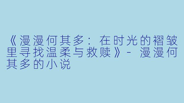 《漫漫何其多：在时光的褶皱里寻找温柔与救赎》-漫漫何其多的小说