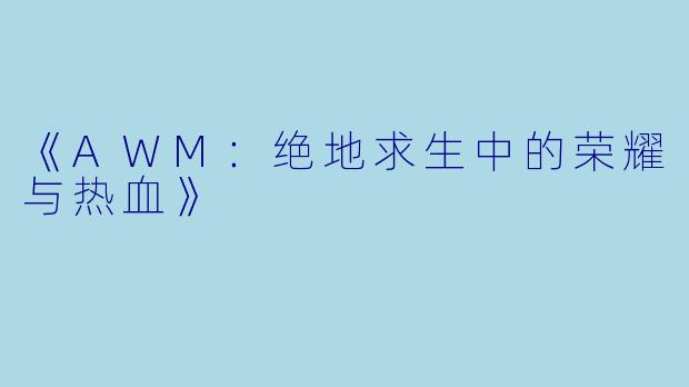 《AWM：绝地求生中的荣耀与热血》