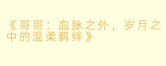 《哥哥：血脉之外，岁月之中的温柔羁绊》