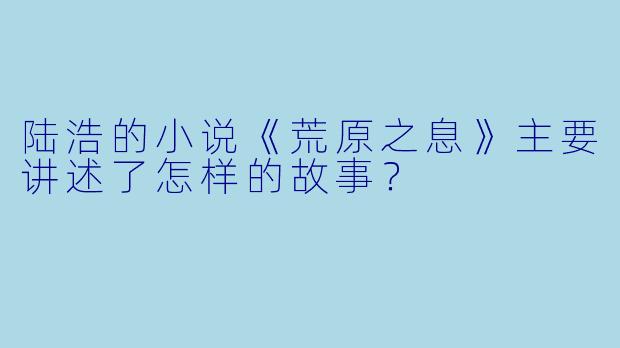 陆浩的小说《荒原之息》主要讲述了怎样的故事？