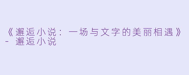《邂逅小说：一场与文字的美丽相遇》-邂逅小说