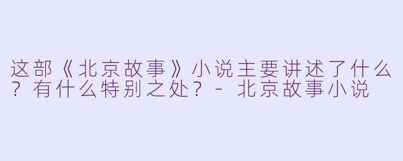 这部《北京故事》小说主要讲述了什么？有什么特别之处？-北京故事小说