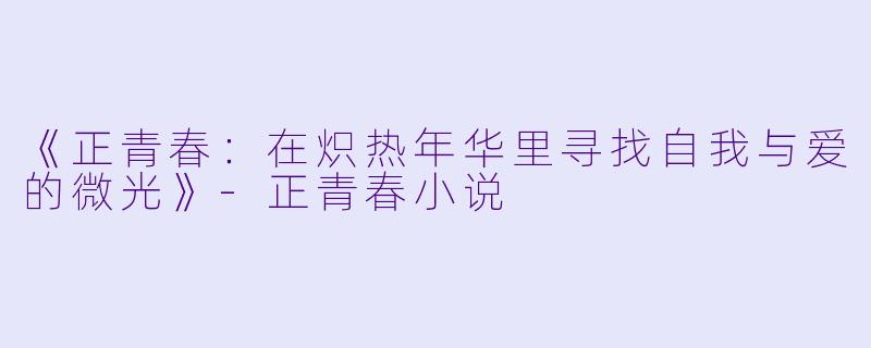 《正青春：在炽热年华里寻找自我与爱的微光》-正青春小说