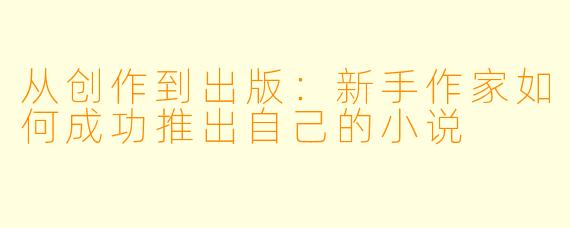 从创作到出版：新手作家如何成功推出自己的小说