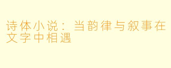 诗体小说：当韵律与叙事在文字中相遇