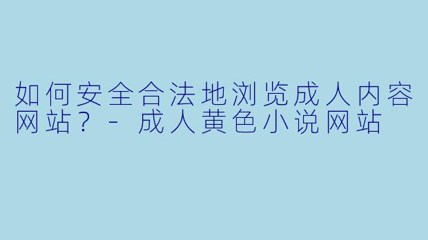 如何安全合法地浏览成人内容网站？-成人黄色小说网站