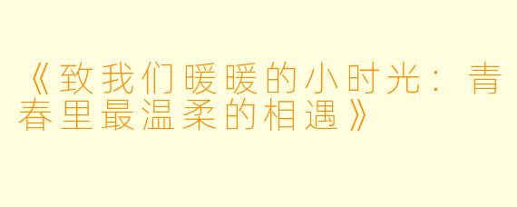 《致我们暖暖的小时光：青春里最温柔的相遇》